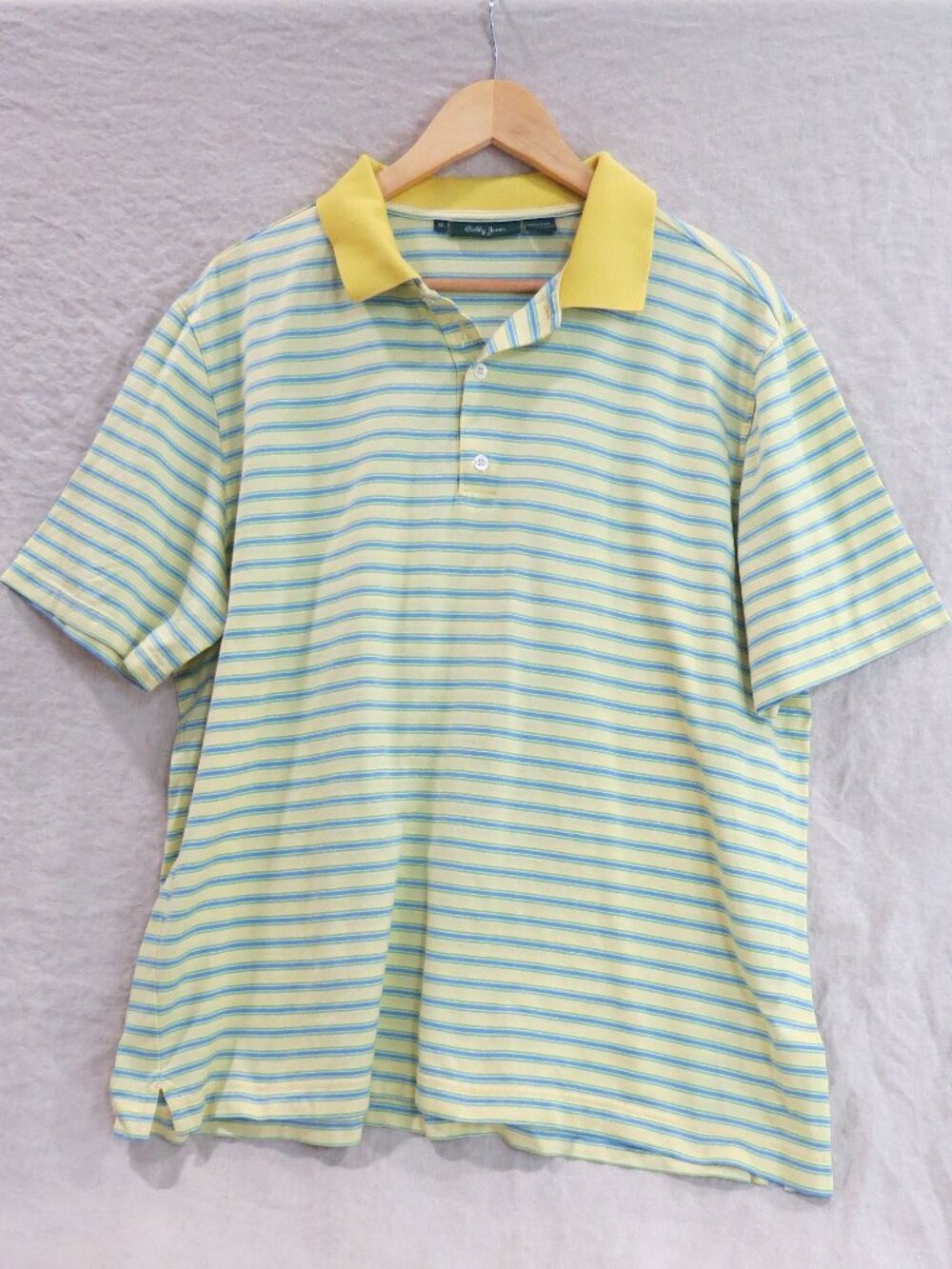 Bobby Jones Striped Cotton Polo Golf Shirt SIZE XL Yellow & Green
